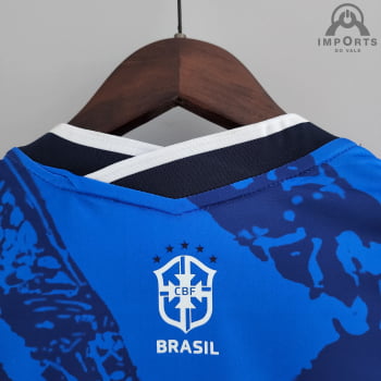 Camisa da Seleção Brasileira 2022 Versão Feminina Clássica Azul + Personalização Grátis