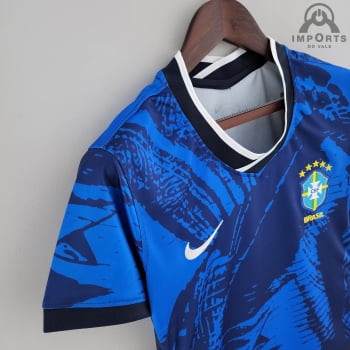 Camisa da Seleção Brasileira 2022 Versão Feminina Clássica Azul + Personalização Grátis