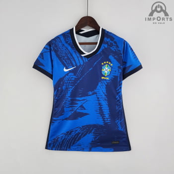 Camisa da Seleção Brasileira 2022 Versão Feminina Clássica Azul + Personalização Grátis