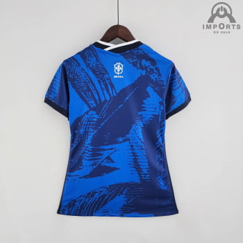 Camisa da Seleção Brasileira 2022 Versão Feminina Clássica Azul + Personalização Grátis