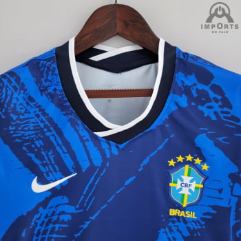 Camisa da Seleção Brasileira 2022 Versão Feminina Clássica Azul + Personalização Grátis