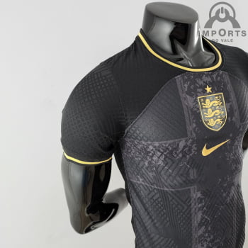 Camisa da Seleção Inglesa 2022 Versão Jogador Preta + Personalização Grátis