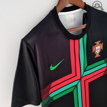 Camisa da Seleção Portuguesa 2022 Concept Preta Versão Torcedor + Personalização Grátis