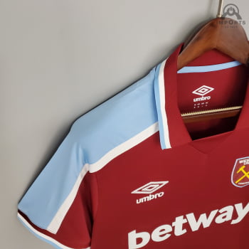 Camisa West Ham I 21/22 Versão Torcedor + Personalização Grátis