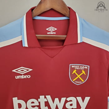 Camisa West Ham I 21/22 Versão Torcedor + Personalização Grátis