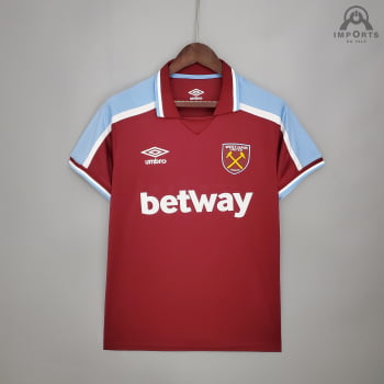Camisa West Ham I 21/22 Versão Torcedor + Personalização Grátis