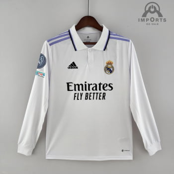 Manga longa Real Madrid l 22/23 Final da Champions League + Personalização Grátis Manga longa Real Madrid l 22/23 Final da Champions League + Personalização Grátis