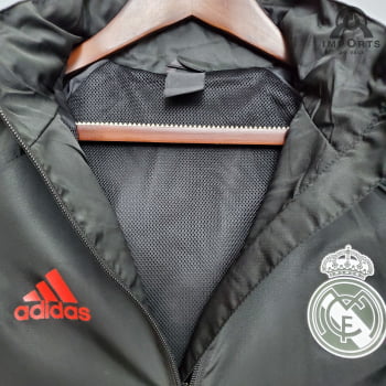 Jaqueta Corta-Vento Real Madrid 20/21 - Preto/branco/vermelho