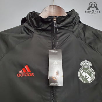 Jaqueta Corta-Vento Real Madrid 20/21 - Preto/branco/vermelho