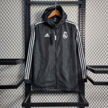 Jaqueta Corta-Vento Real Madrid 23/24 - Preto Camuflado Jaqueta Corta-Vento Real Madrid 23/24 - Preto Camuflado