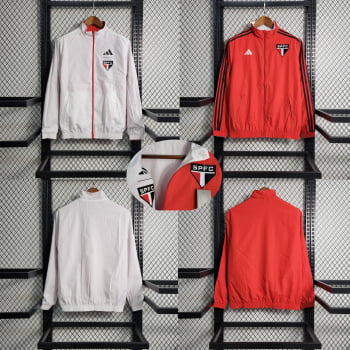 Jaqueta Corta-Vento São Paulo 23/24 - Branco/vermelho reversível