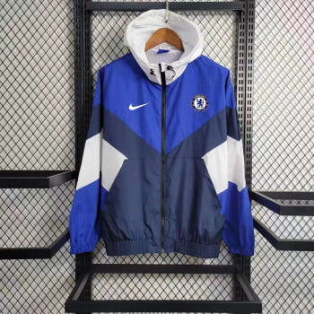 Jaqueta Corta-Vento Chelsea 23/24 - Azul/branco Jaqueta Corta-Vento Chelsea 23/24 - Azul/branco