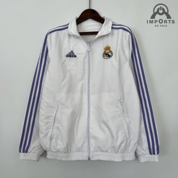 Jaqueta Corta-Vento Real Madrid 23/24 - Branco Dupla Face