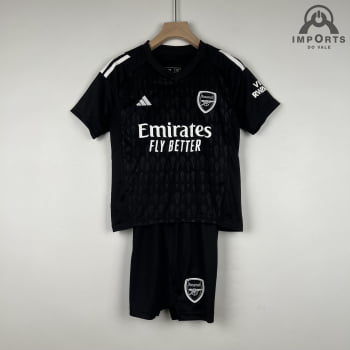 Kit Infantil Arsenal 23/24 Goleiro Preta + Personalização Grátis