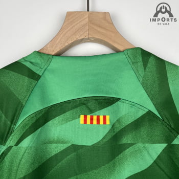 Kit Infantil Barcelona 23/24 Goleiro Verde + Personalização Grátis