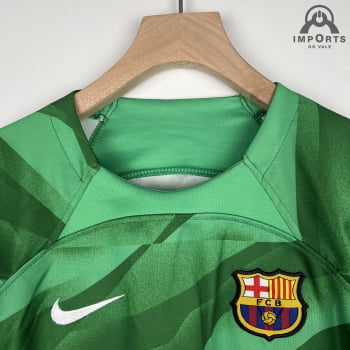 Kit Infantil Barcelona 23/24 Goleiro Verde + Personalização Grátis