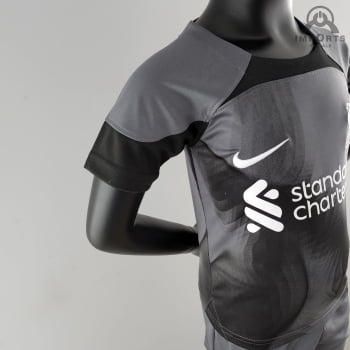 Kit Infantil Liverpool 22/23 Goleiro Preto + Personalização Grátis