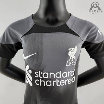 Kit Infantil Liverpool 22/23 Goleiro Preto + Personalização Grátis