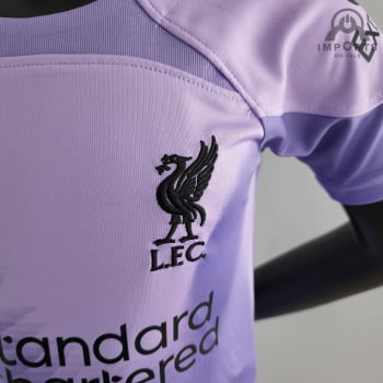 Kit Infantil Liverpool 22/23 Goleiro Roxo + Personalização Grátis