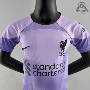 Kit Infantil Liverpool 22/23 Goleiro Roxo + Personalização Grátis