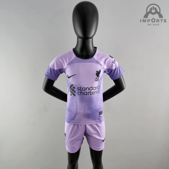 Kit Infantil Liverpool 22/23 Goleiro Roxo + Personalização Grátis
