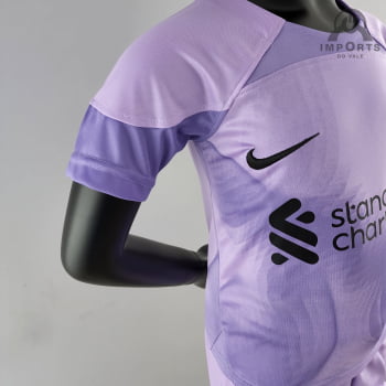 Kit Infantil Liverpool 22/23 Goleiro Roxo + Personalização Grátis