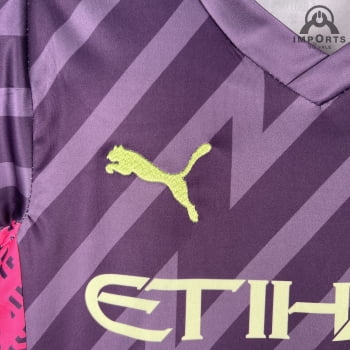 Kit Infantil Manchester City 23/24 Goleiro Personalização Grátis - Roxo