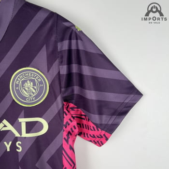 Kit Infantil Manchester City 23/24 Goleiro Personalização Grátis - Roxo