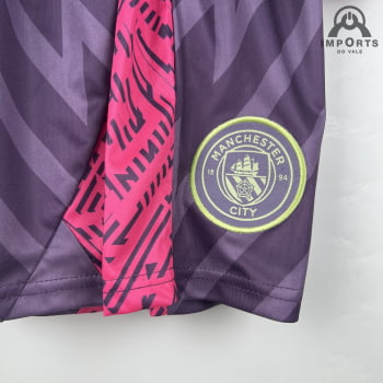 Kit Infantil Manchester City 23/24 Goleiro Personalização Grátis - Roxo