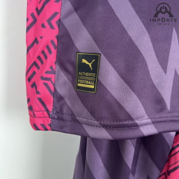 Kit Infantil Manchester City 23/24 Goleiro Personalização Grátis - Roxo
