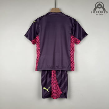 Kit Infantil Manchester City 23/24 Goleiro Personalização Grátis - Roxo