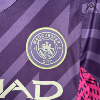 Kit Infantil Manchester City 23/24 Goleiro Personalização Grátis - Roxo