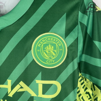 Kit Infantil Manchester City 23/24 Goleiro Personalização Grátis - Verde