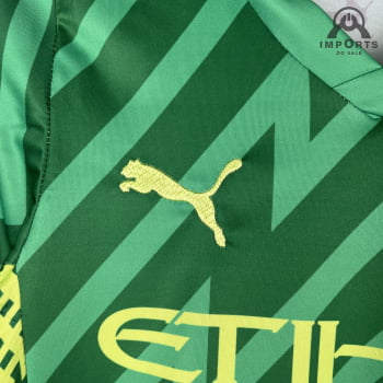 Kit Infantil Manchester City 23/24 Goleiro Personalização Grátis - Verde