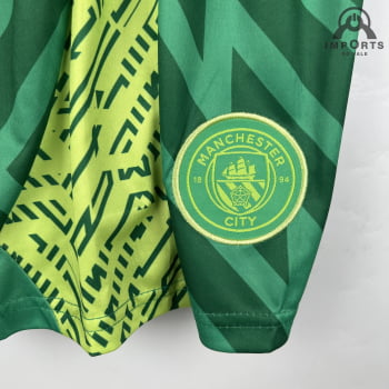 Kit Infantil Manchester City 23/24 Goleiro Personalização Grátis - Verde