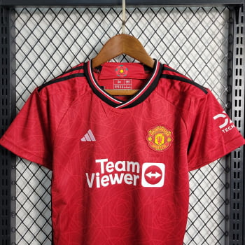 Kit Infantil Manchester United I 23/24 + Personalização Grátis
