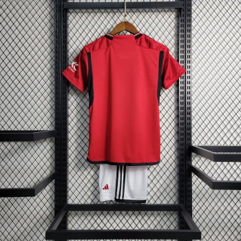 Kit Infantil Manchester United I 23/24 + Personalização Grátis