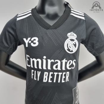 Kit Infantil Real Madrid 22/23 Ed. Especial Y3 Preto + Personalização Grátis
