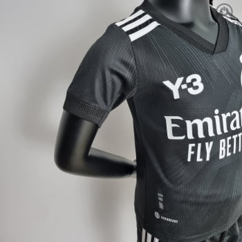 Kit Infantil Real Madrid 22/23 Ed. Especial Y3 Preto + Personalização Grátis