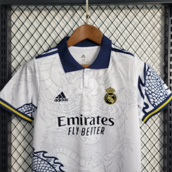 Kit Infantil Real Madrid 23/24 Ed. Especial Dragão Branco + Personalização Grátis