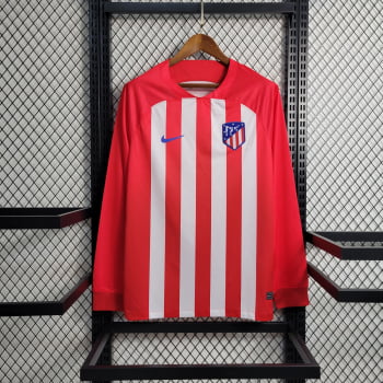 Manga Longa Atlético de Madrid I 23/24 Versão Torcedor + Personalização Grátis Manga Longa Atlético de Madrid I 23/24 Versão Torcedor + Personalização Grátis