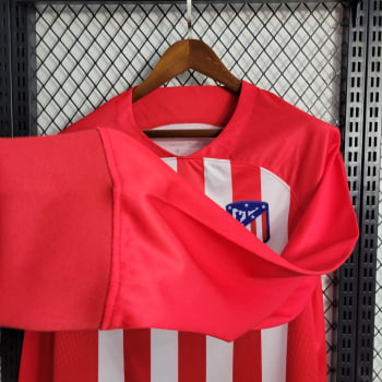 Manga Longa Atlético de Madrid I 23/24 Versão Torcedor + Personalização Grátis