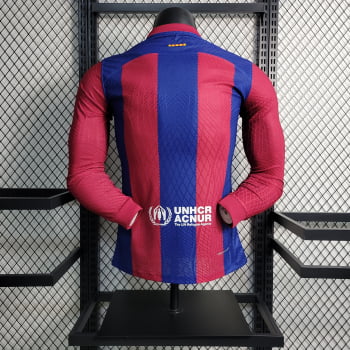 Manga Longa Barcelona I 23/24 Versão Jogador + Personalização Grátis