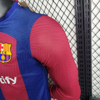 Manga Longa Barcelona I 23/24 Versão Jogador + Personalização Grátis