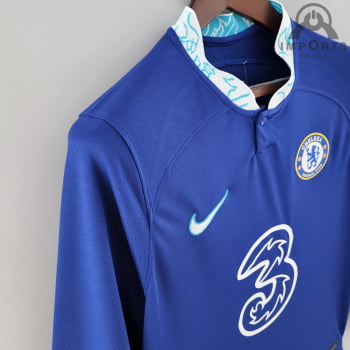 Manga Longa Chelsea I 22/22 Versão Torcedor + Personalização Grátis