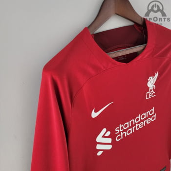 Manga Longa Liverpool I 22/23 Versão Torcedor + Personalização Grátis
