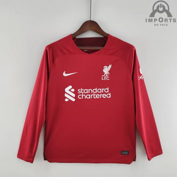 Manga Longa Liverpool I 22/23 Versão Torcedor + Personalização Grátis Manga Longa Liverpool I 22/23 Versão Torcedor + Personalização Grátis