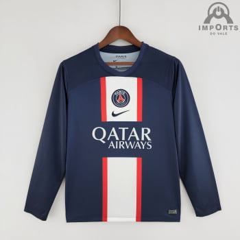 Manga Longa Paris Saint-Germain l 22/23 Versão Torcedor + Personalização Grátis