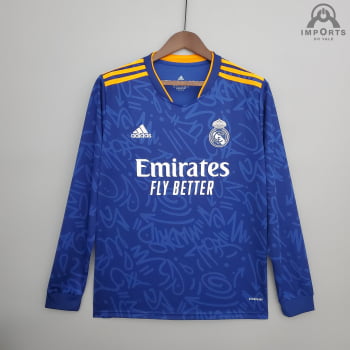 Camisa Manga Longa Real Madrid II 21/22 Versão Torcedor + Personalização Grátis