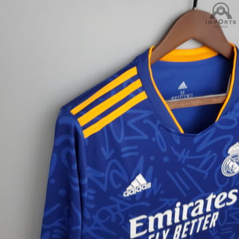 Camisa Manga Longa Real Madrid II 21/22 Versão Torcedor + Personalização Grátis